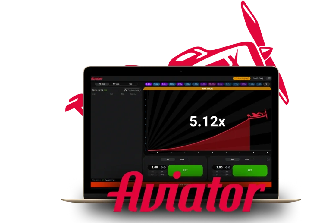 Aviator game interface on a device